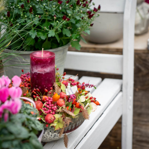 Herbstliches Gesteck Mit Kerze